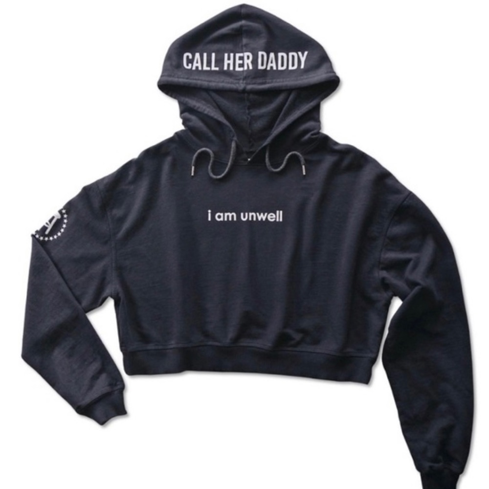 Barstool - Call Her Daddy - “I Am Unwell” Cropped Hoodie - Black - Small